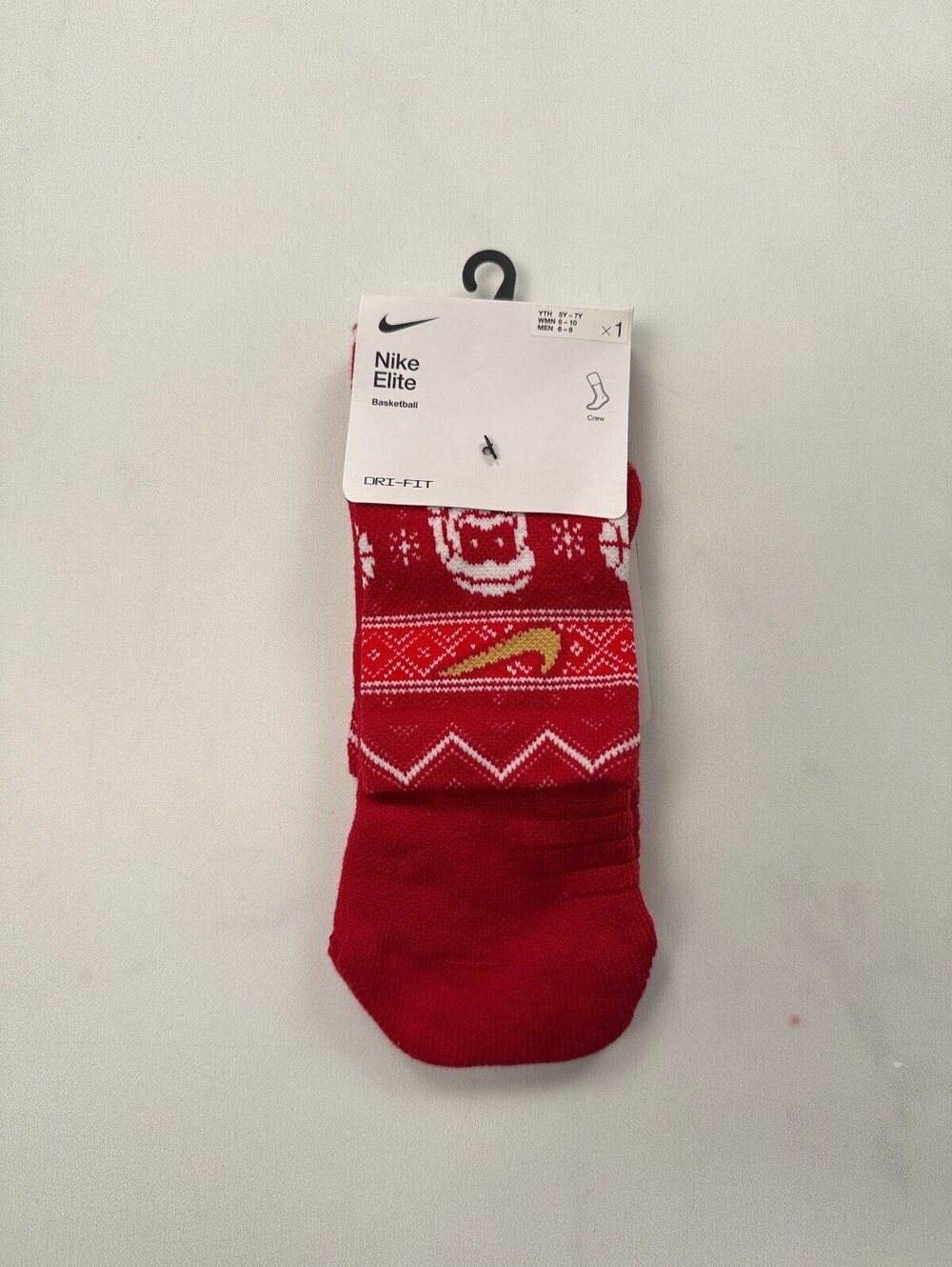 Nike Elite Socks Red Holiday - Youth 5Y - 7Y, Women 6 - 10, Men 6 - 8 NWT